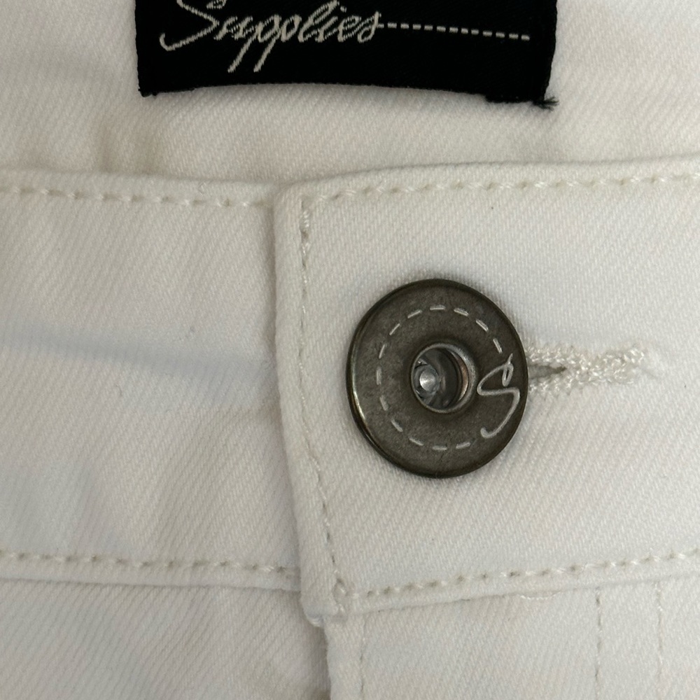 Women's Supplies 10 Medium Shorts Jeans Bermuda Destroyed White Denim Stretch - Picture 6 of 9